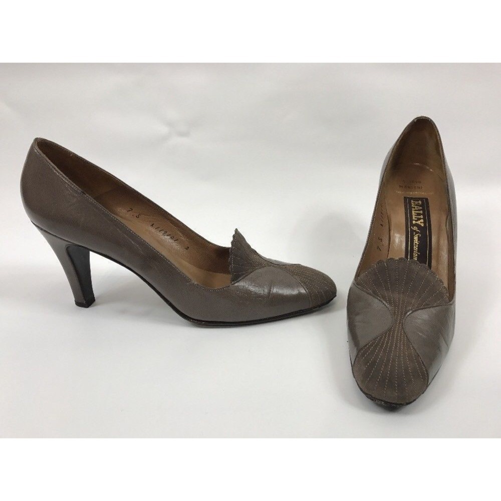 Bally Switzerland Marlene Pumps Heels Shoes‎ 7090 Taupe Women's Size 7 S